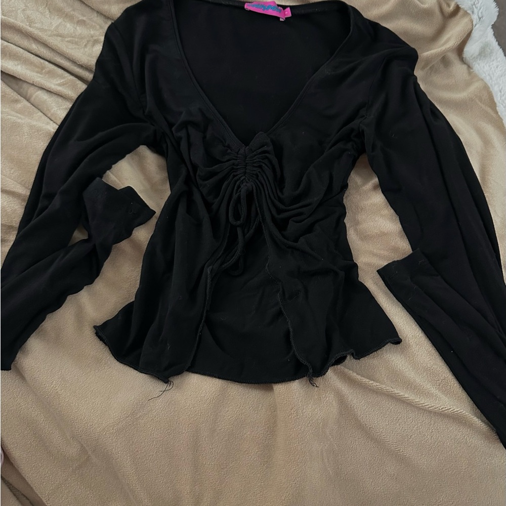 Edikted Black Ruched Blouse